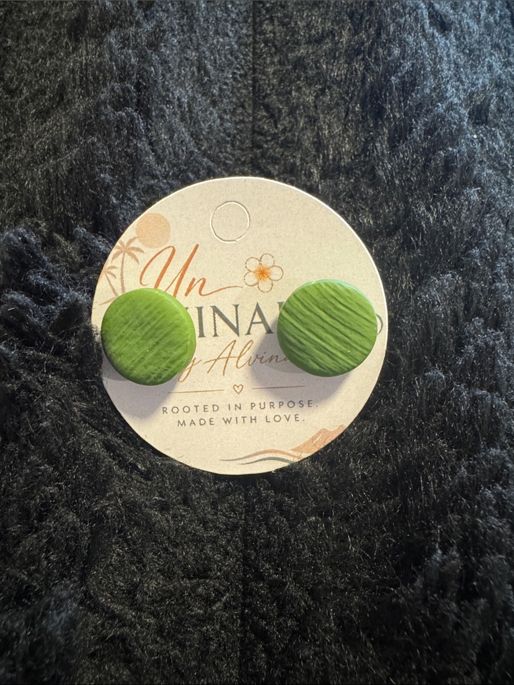 Handmade Lime Green Round Stud Earrings